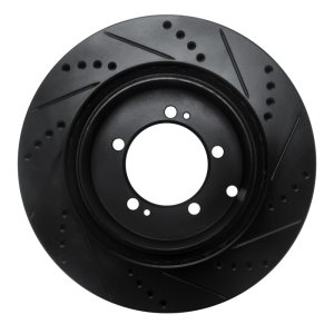 Mitsubishi Lancer Brake Rotor (1) - Rear Left - R1 Concepts - Drilled & Slotted - Black - `03-`06